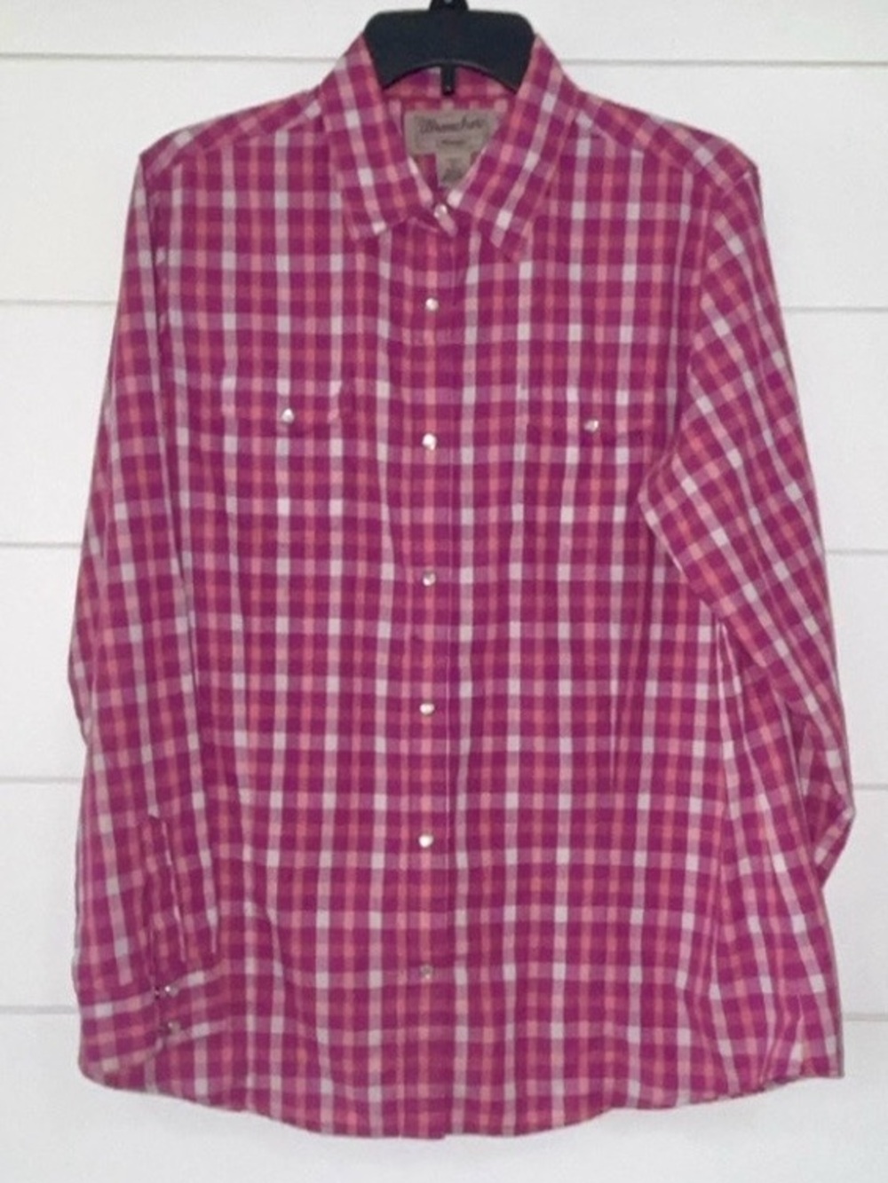 Wrangler Wrancher Pink Plaid Button-Down Shirt